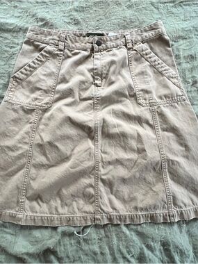 Eddie Bauer Light Beige A-Line Utility Khaki Skirt Size 12 100% Cotton
